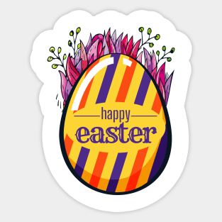 Happy Easter Day. Yellow Easter Egg Sticker